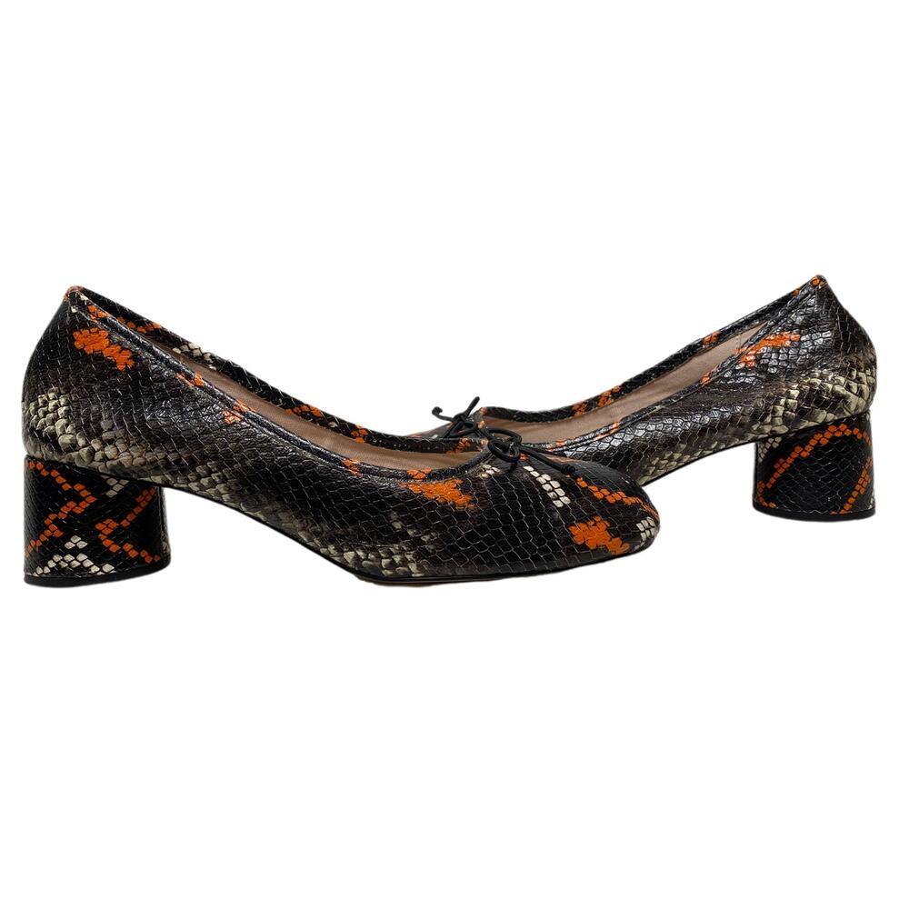 Zara Basic Collection Black/Orange Snake Print Ba… - image 1